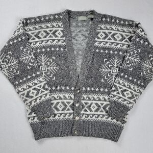 Christopher Hayes Cardigan Sweater Men's Medium Gray Chunky Knit Vinatge 1990's